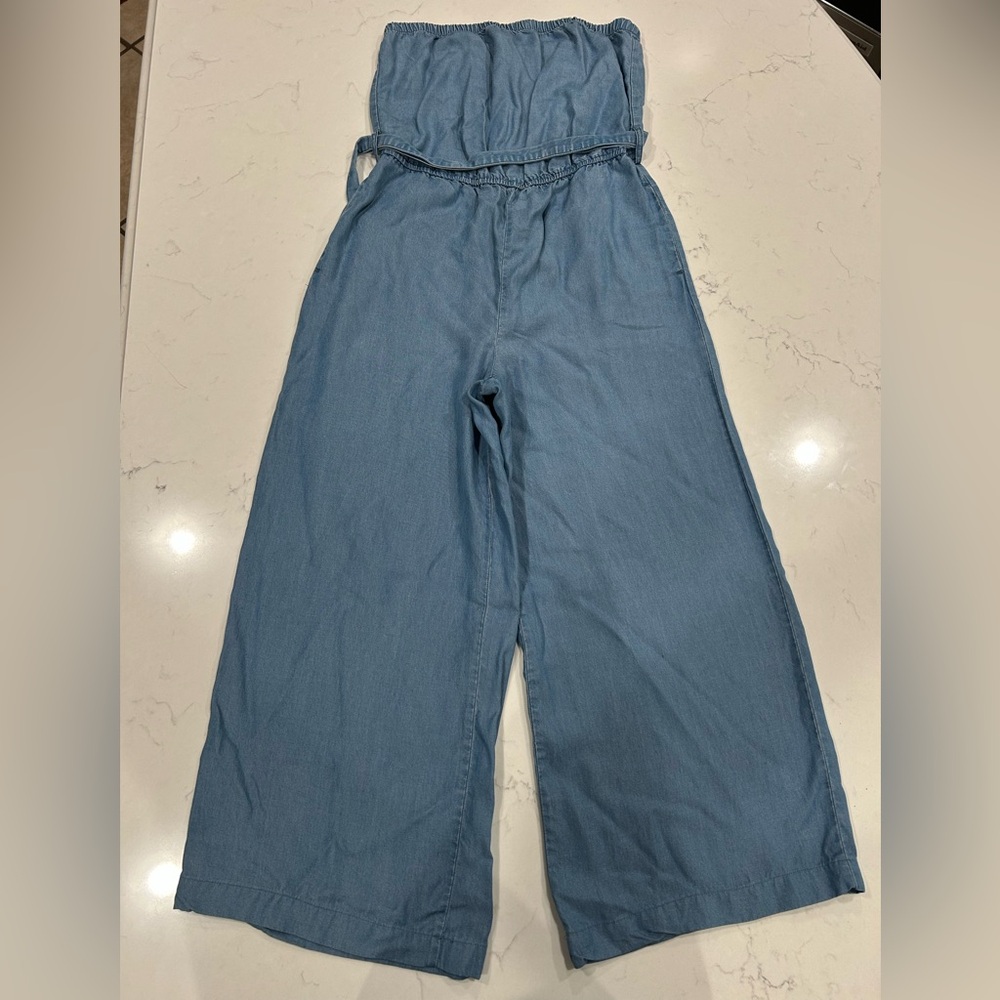 Forever 21 Blue Cropped Jumpsuit